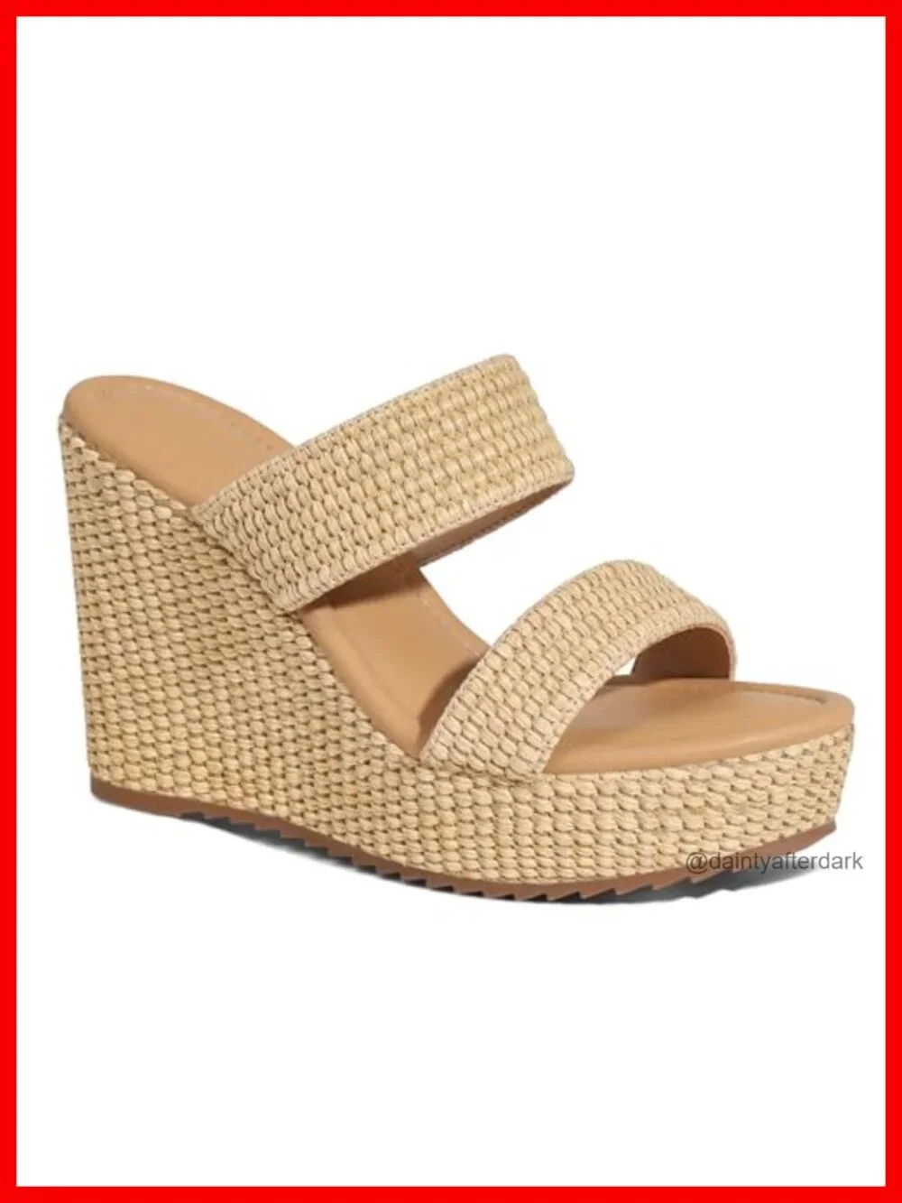 Women's Platform Wedge Sandals Espadrilles - Slip-On Raffia Heels